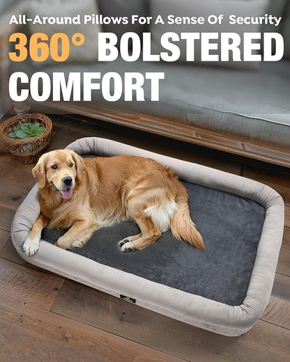 Veehoo Orthopedic Dog Bed for Large Dogs 4-Sides Bolster
