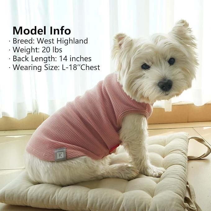 KYEESE 2Pack Dog Shirts Waffle Stretchy Dog T-Shirts Lightweight Dog Tank Top Sleeveless Dog Vest Breathable