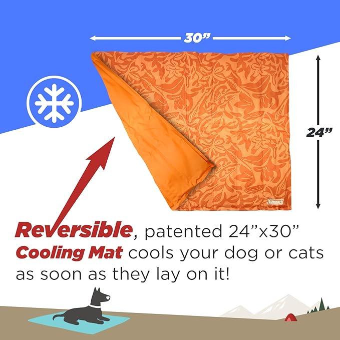 Coleman Medium Coral Botanical Pattern Reversible Cooling Mat 24” x 30”
