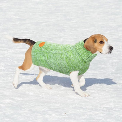 BEAUTYZOO Small Dog Sweater -Turtleneck Pullover Classic Cable Knit Fuzzy Winter Coat Dog Cold Weather Clothes for Small Medium Dogs Puppy Girl Boys,Green SM