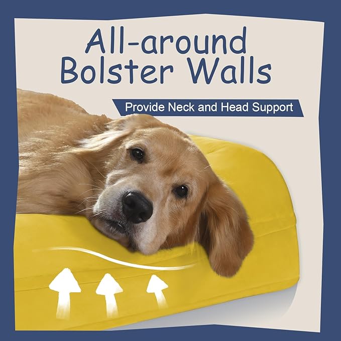 Orthopedic Washable Large Dog Bed: Jumbo Dog Bed Bolster Waterproof