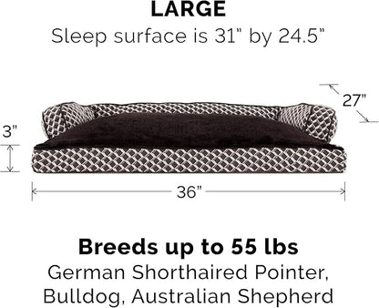 Furhaven Pillow Dog Bed for Large/Medium Dogs w/ Removable Bolsters & Washable Cover