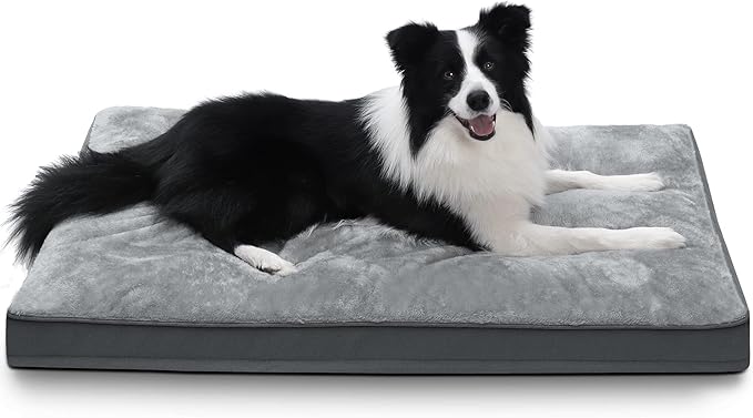Dog Crate Bed Waterproof Deluxe Plush Dog Beds with Removable Washable Cover Anti-Slip Bottom Pet Sleeping Mattress for Large 35 x 22 inch,
