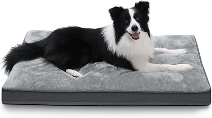Dog Crate Bed Waterproof Deluxe Plush Dog Beds with Removable Washable Cover Anti-Slip Bottom Pet Sleeping Mattress for Large 35 x 22 inch,