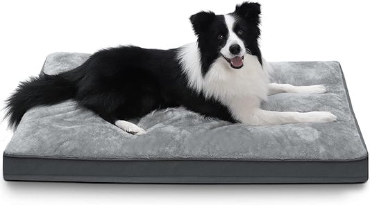 Dog Crate Bed Waterproof Deluxe Plush Dog Beds with Removable Washable Cover Anti-Slip Bottom Pet Sleeping Mattress for Large 35 x 22 inch,