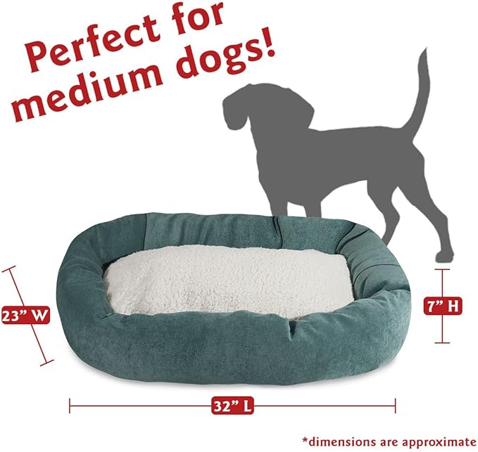 32 inch Azure Villa Collection Sherpa Bagel Dog Bed