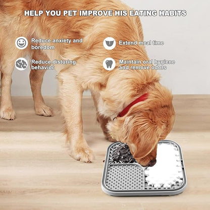 Licking Mat for Dogs & Cats 2 Pack, Slow Feeder Lick Pat for Large Dogs and Puppies, Anxiety Relief Dog Toys Feeding Mat for Butter Yogurt Peanut, Pets Bathing Grooming Training Mat (9.9'' × 6'')