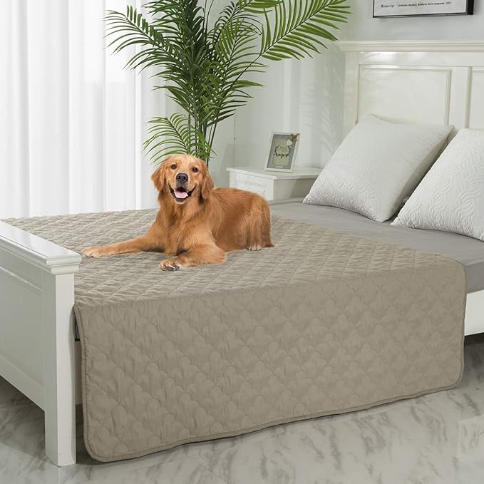 SPXTEX Waterproof Dog Bed Covers, 68"x82", Beige, Plastic