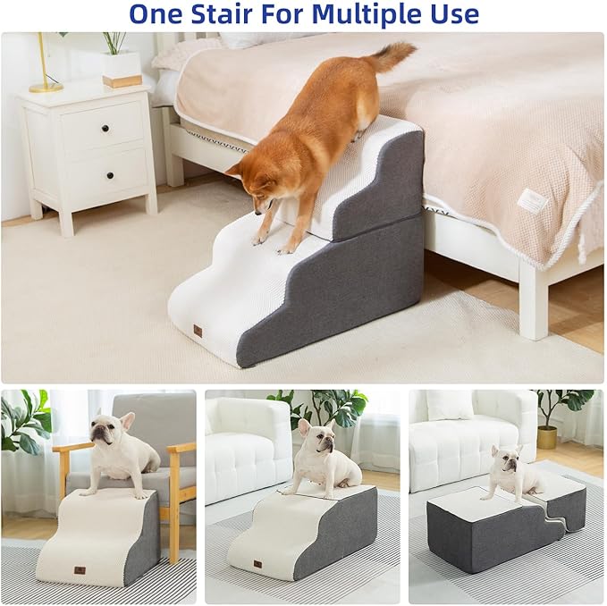 Pettycare Dog Stairs Ramp for High Beds and Couch 4 Steps,Beige