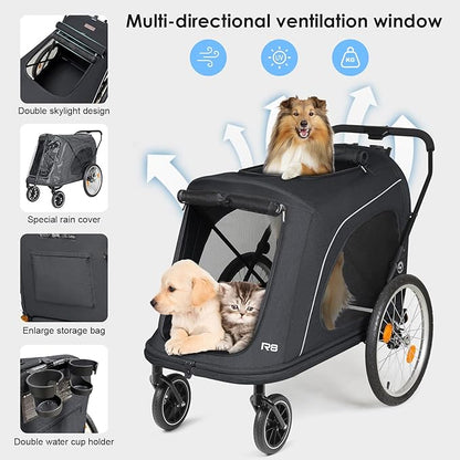 R8 Pro Extra Large Foldable Pet Stroller 100 lbs,
