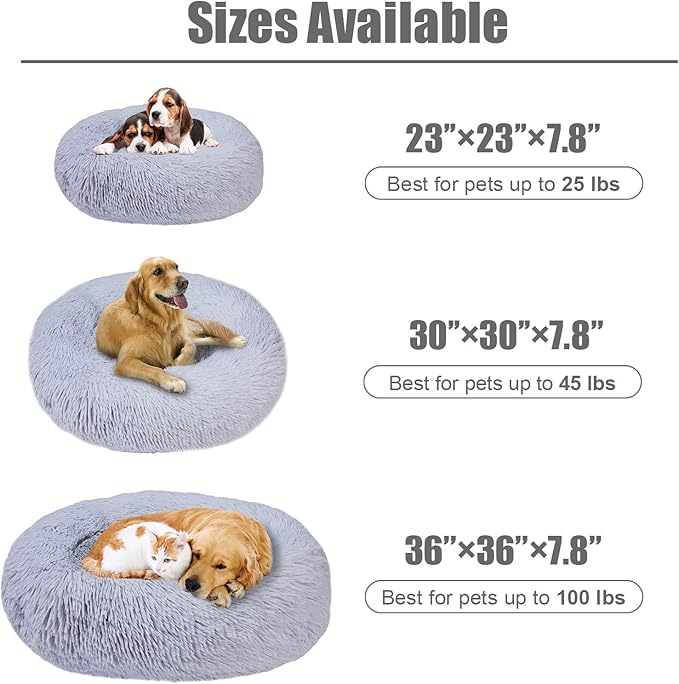 Aurako Cat Bed Dog Bed Round Cushion Pet 23" Light
