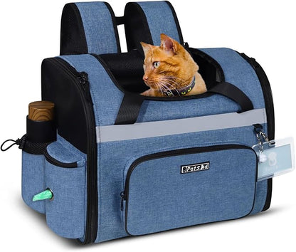 Petskd Pet Backpack Carrier 17x13x9.5 Southwest Airline Approved for 1-12 LBS Small Cats and Dogs(Blue)