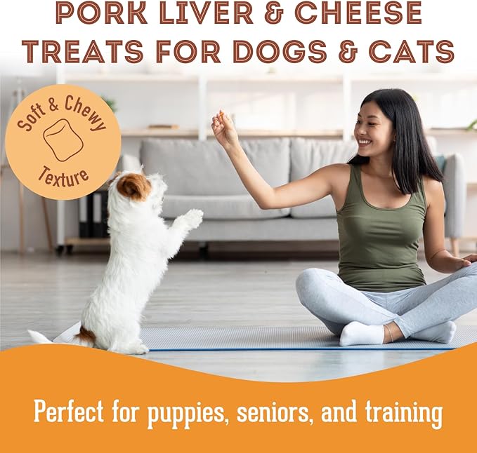 Soft & Chewy Cheese & Pork Treats for Dogs & Cats (6.17 oz, Pack of 1) - Pork Dog Treats & Cat Treats - Natural Dog Treats, Grain Free