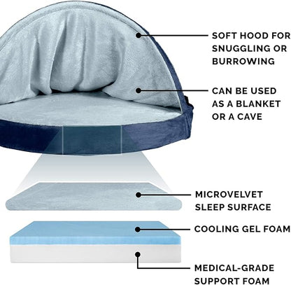 Furhaven 26" Round Cooling Gel Dog Bed for Medium/Small Dogs w/ Removable Washable Cover 30 lbs 26-inch