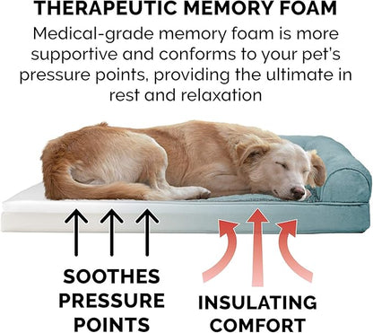 Furhaven Memory Foam Dog Bed for Large Dogs w/ Removable Bolsters & Washable Cover 125 lbs