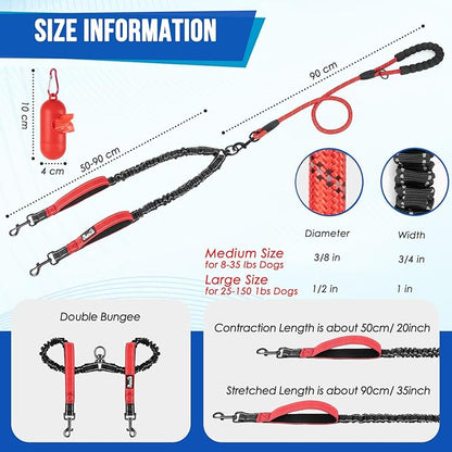 Lukovee Double Dog Leash 360° Swivel