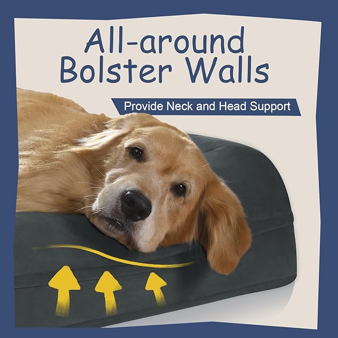 Orthopedic Washable Large Dog Bed: Large Dog Bed Bolster Waterproof