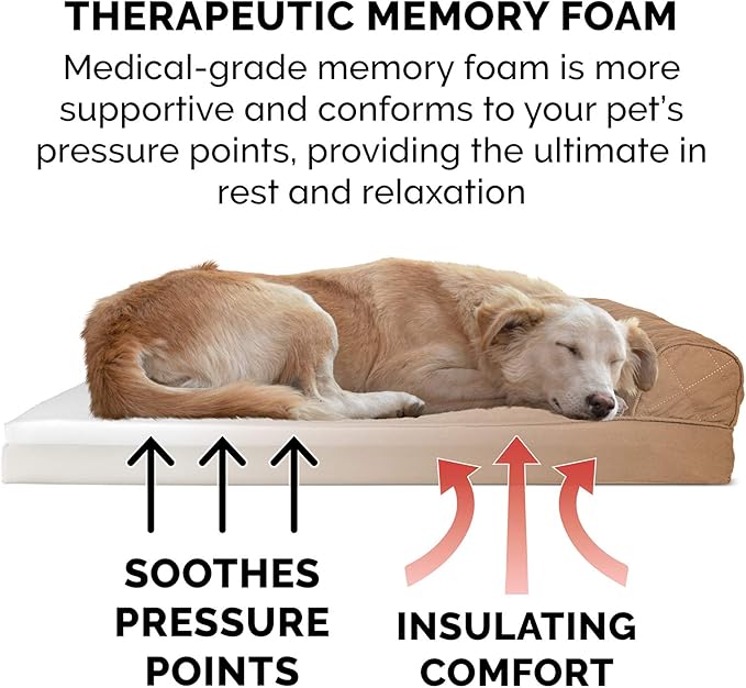 Furhaven Memory Foam Dog Bed for Medium/Small Dogs w/ Removable Bolsters & Washable Cover 35 lbs