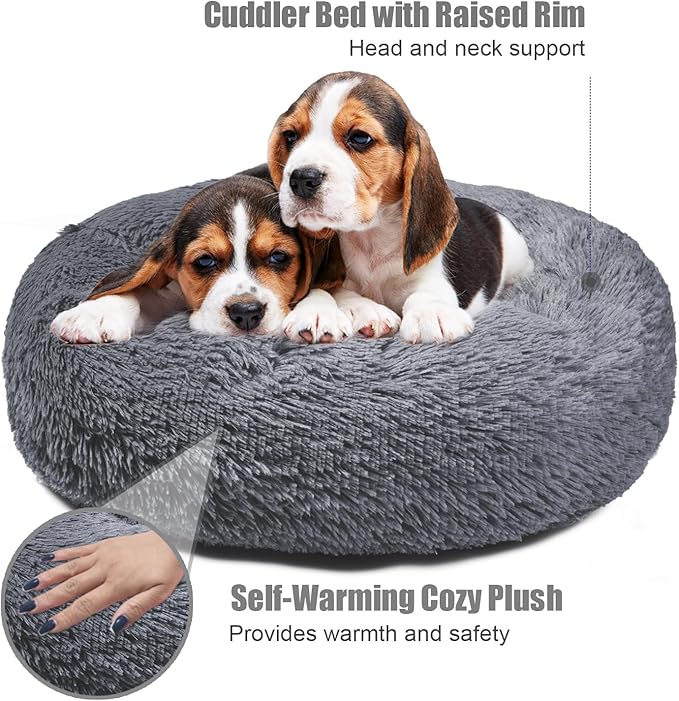 Aurako Cat Bed Dog Bed Round Cushion Pet 28" Dark