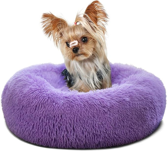 Fluffy Purple Dog Bed Extra Small Washable 15 inches 5 lbs