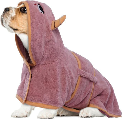 Dog Bathrobe Dog Drying Coat, Microfibre Material Fast Drying Super Absorbent Dog Bath Towel, Magic Sticker & Belly Strap, Dog Robes for After Bath Dog Bath Robe for Puppy Small Medium Large Dog Cat