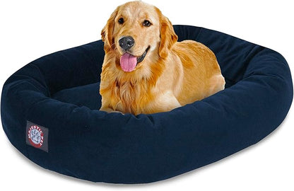 Majestic Pet 40 Inch Suede Calming Dog Bed Washable – Cozy Soft Round Dog Bed with Spine Support for Dogs to Rest their Head 40x29x9 (Inch)