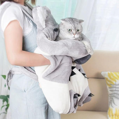 FLAdorepet Cat Carrier Front Bag Backpack Hands-Free Shoulder Carrier Legs Out,Funny Koala Small Dog Sleeping Bag Bed,Soft Fleece Funny Koala Pet Apron Costume (One Size(for pet under 12LBS), Grey)