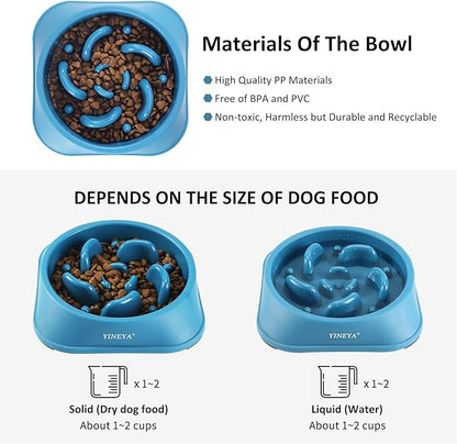 2Pcs Slow Feeder Dog Bowls Large Breed, Dog Slow Feeder Bowl, Dog Food Bowls Slow Feeder, Dog Bowl Slow Feeder, Dog Bowl That Slow Down Eating, Puzzle Dog Food Bowls, Slow Eating Dog Bowl