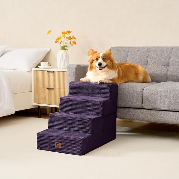 EHEYCIGA Dog Stairs for Bed 18”H 4-Step Dog