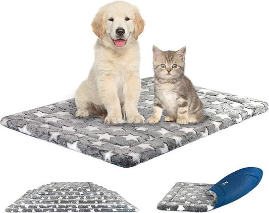 KROSER Fancy Dog Crate Pad Dog Bed Mat Reversible (Cool & Warm)