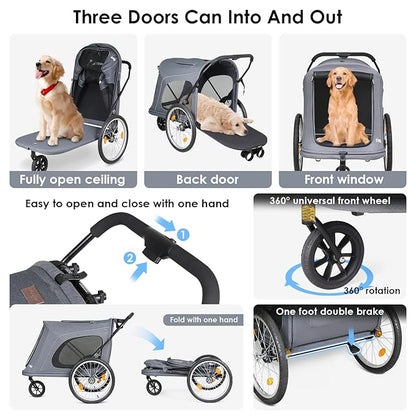 R8 Extra Large Foldable Pet Stroller 100 lbs,