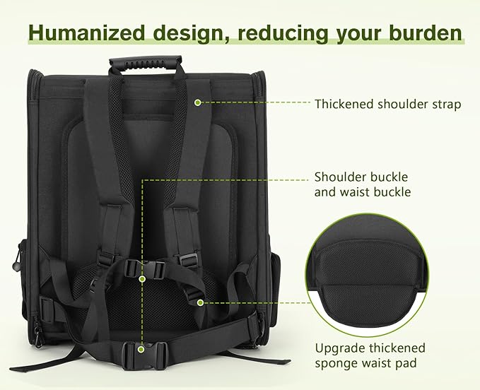 Pecute Pet Carrier Backpack, Large Cat Carrier Backpack, Expandable cat Backpack with Breathable Mesh for Medium Dogs Cats, or 2 Small Pets, Dog Backpack Carrier for Travel Hiking, Black