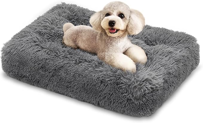 MoNiBloom 28.5"x21"x4" Dog Beds for Small Size Dogs Machine-Washable Long Plush Pet Beds Warming Cozy Soft Bed for Dogs and Cat