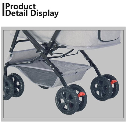 Reversible Handlebar Pet Stroller for Medium Dogs 360 Rotating 2 Security