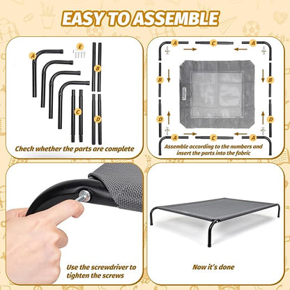 Nobleza Raised Dog Bed for Large Dogs Pets 150 LBs, 41.3" X 31.5" Grey,