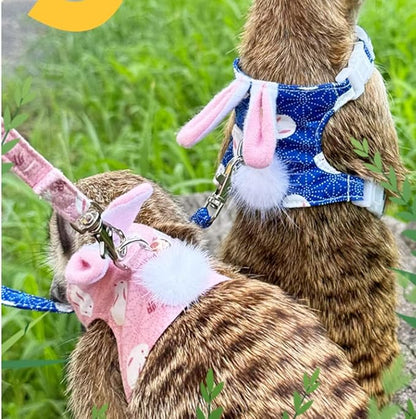 Ferret Harness and Leash Set with Bell Ferret Clothes Small Animals Accessories Bunny Ears Costume for Ferret Baby Rabbit Guinea Pig and Small pet Blue