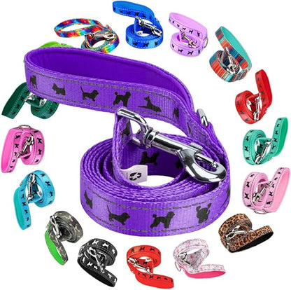 EcoBark Dog Leash - Soft & Reflective Comfort Training Leashes with Padded Handle - Strong Durable Heavy Duty - Training and Pulling for Small, Medium or Large Dogs (Purple)