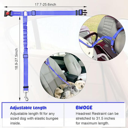 BWOGUE Pet Dog Cat Seat Belts, Car Headrest Restraint Adjustable Safety Leads Vehicle Seatbelt Harness (1 Pack)