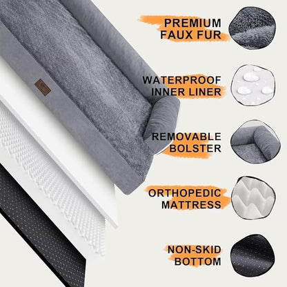 Large Dog Bed Orthopedic Washable: Beds Bolster