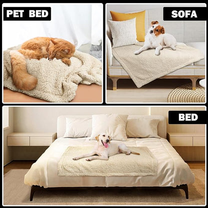 furrybaby Dog Blanket Soft Dog Blankets for Large Dogs Puppy Essentials Washable Fluffy Sherpa Fleece Cat Blanket 32x40 Inches for Bed Furniture Couch Sofa (Double-Layer Medium