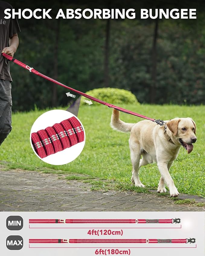 Joytale Tactical Dog Leash Heavy Duty 4-6FT Shock 2 Padded