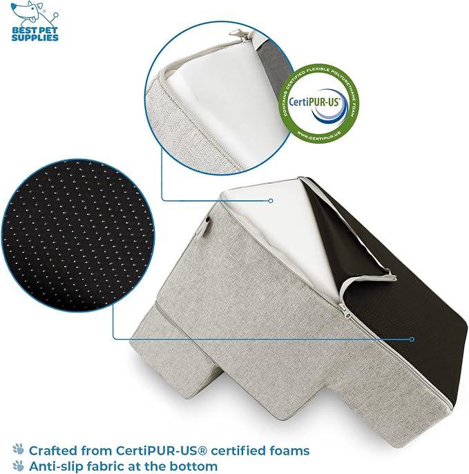 Best Pet Supplies Foldable Foam Pet Steps for Small Dogs and Cats 3-Step