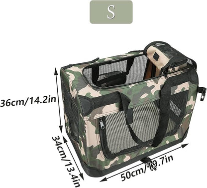 Pet Carrier Airline Approved Pet Carrier 19.7x13.4x14.2 Inches Dog Carriers for Small Dogs Cat Carriers for Medium for Small Cats and Dogs with Locking Safety Zippers and Anti-Scratch Mesh（Camouflage）