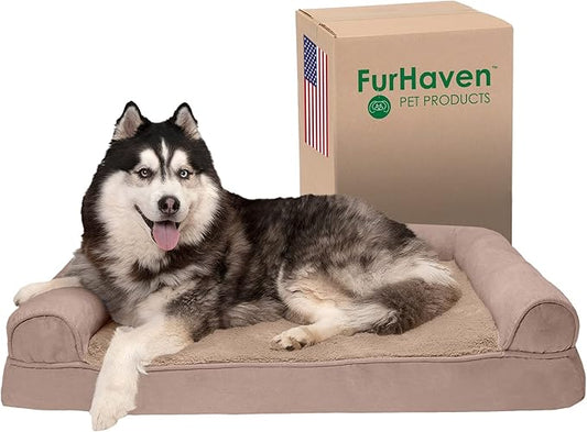 Furhaven Memory Foam Dog Bed for Large Dogs w/ Removable Bolsters & Washable Cover 95 lbs