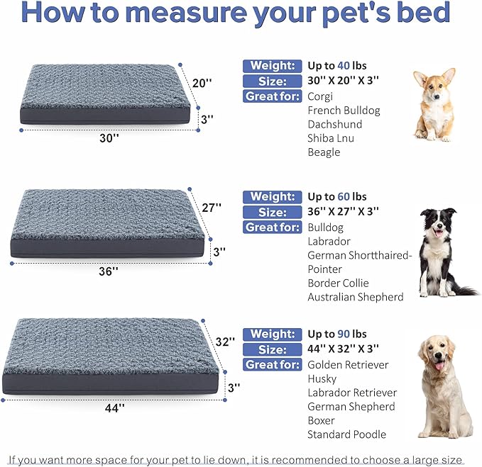 JOEJOY Orthopedic Dog Bed for Extra Large Medium Dogs (36"x27"x3")