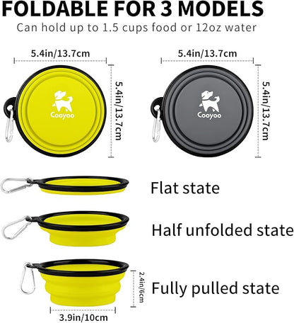 COOYOO Collapsible Dog Bowl,2 Pack Collapsible Dog Water Bowls for Cats Dogs,Portable Pet Feeding Watering Dish for Walking Parking Traveling with 2 Carabiners