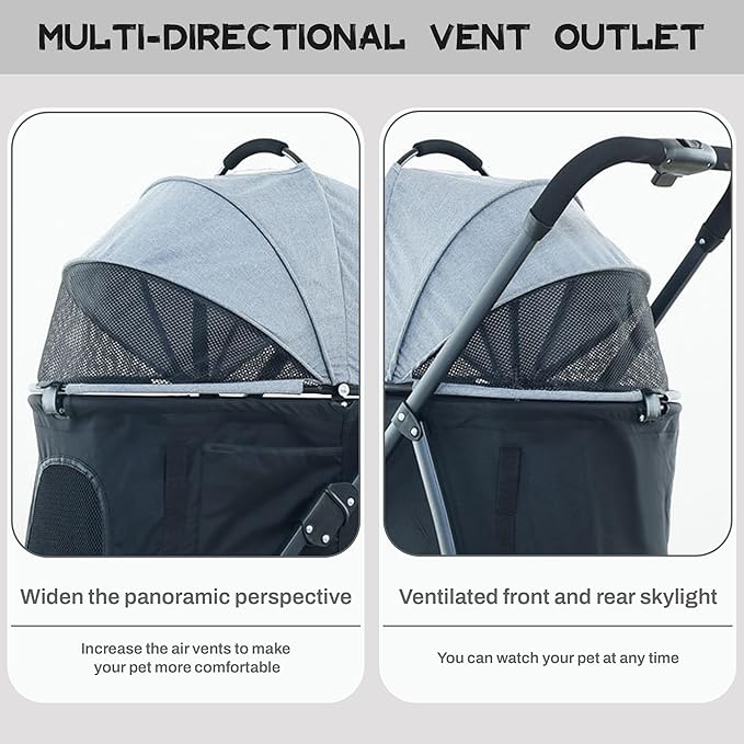 Pet Stroller 3-in-1 Multifunction Stroller,4 Wheels