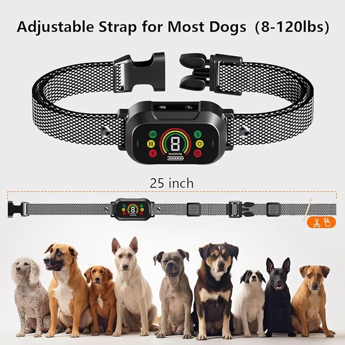 Waterproof Dog Bark Collar Rechargeable Anti Bark Training 7 Modes 8 Adjustable