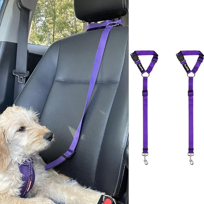 PawsPawty 2 Pack Headrest Dog Car Safety Seat 2-in-1 Leash
