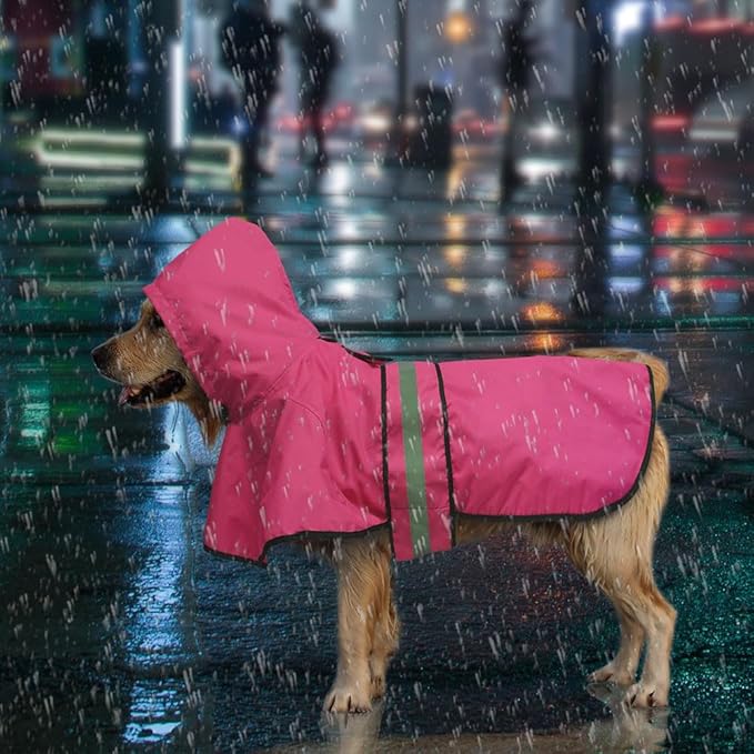 Candofly Dog Raincoat Reflective Dog Rain Jacket Waterproof Hooded Ponch Dog Rain Coat for Small Medium Large Dogs (Pink